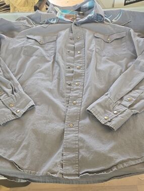 Roper Light Gray Western Snap-Front Button Down Shirt